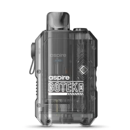 The Aspire Gotek X vape kit is a compact pod-style device that is perfect for on-the-go vaping. It is designed and built with a 650mAh battery and a low power output range of 10-13W, making it suitable for both MTL and RDTL vaping styles. The kit features the ASP Chipset from Aspire, which provides multiple protection features such as overcharge and short circuit protection. It also has inhale activation technology, so you can simply puff on the mouthpiece to produce a discreet amount of vapor that feels similar to a cigarette. The kit includes a lanyard holder for easy access when you're out and about. The Aspire Gotek X kit comes with a refillable 2ml pod, giving you the flexibility to try a variety of flavours and nicotine strengths. The pods can be easily filled through a stopper on the side, and the adjustable airflow feature allows you to choose between a tighter or looser draw. The built-in coil of the pod has a resistance of 0.8 Ohms and works best with e-liquids that are 50/50 - PG/VG Ratio.
