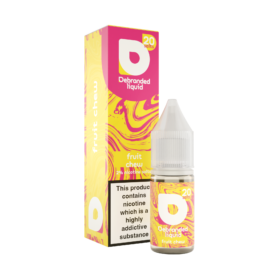 Debranded Nicsalts Fruit Chew 10ml. A delightful medley of mixed fruits with a chewy candy essence, perfect for a sweet, all-day vape.