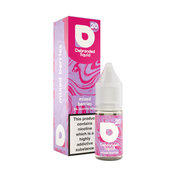 Debranded Nicsalts Mixed Berries 10ml A harmonious blend of ripe strawberries, blueberries, raspberries, and blackberries for a juicy berry experience.