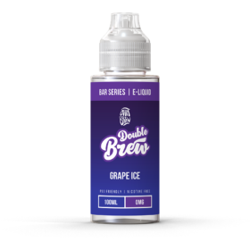 Double Brew Bar Series Grape Ice 100ml Grape Ice presents a well-balanced vaping experience with a blend of ripe grapes that offer a combination of sweetness and sourness, and a cooling finish.